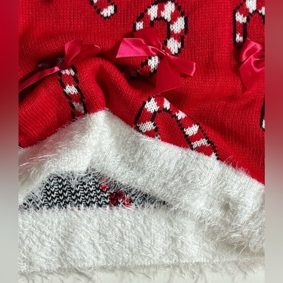 Christmas Red Knit Candy Cane Mini Skirt M Red Knit Red Bows Size Medium NWT - Picture 12 of 15